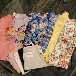 Lot Old Navy girls 5T tops, capris, & swim suit
